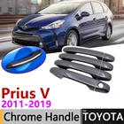 Черная крышка дверной ручки из углеродного волокна для Toyota Grand Prius + v Prius  Wagon ZVW40 ZVW41 40 2011  2019, аксессуары, хромированная наклейка