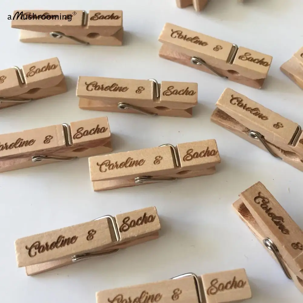 Индивидуальные мини-прищепки для одежды с лазерной гравировкой Деревянные
