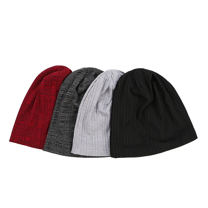 Мужская вязанная хлопковая шапка Skullies однотонные мягкие шапки для женщин