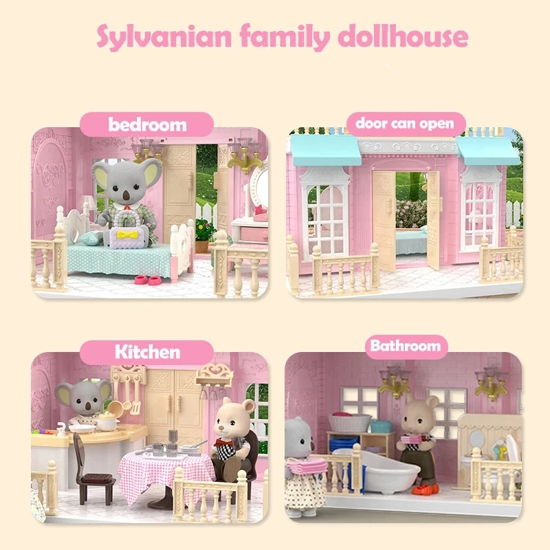 

Dollhouse Bus Bakery Shop Duplex Pretend Play Car Toy Japan Forest Animal Bunny Bear Squirrel Koala Family Bedroom Kitchen Girls