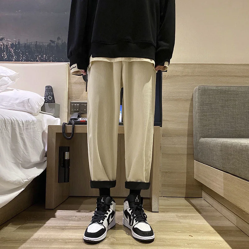

Men's Clothing Solid Color Harem Pants Corduroy Autumn Winter Men Casual Pants 2022 Harajuku Man Oversized Trousers For Male