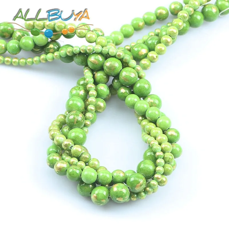 Бусины из натурального камня 4-12 мм зеленый Лазурит бусины нефрита для