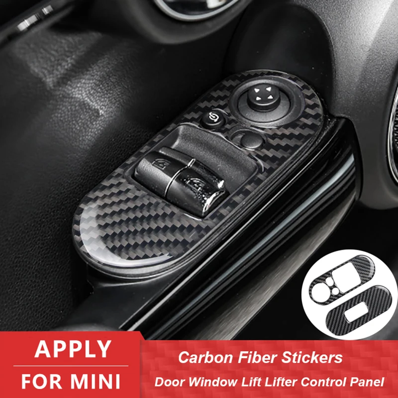 

Car Sticker For Mini Cooper Accessories F56 Door Window Lift Lifter Control PanelÂ Cover Sticker Decal Carbon Fiber Interior Trim