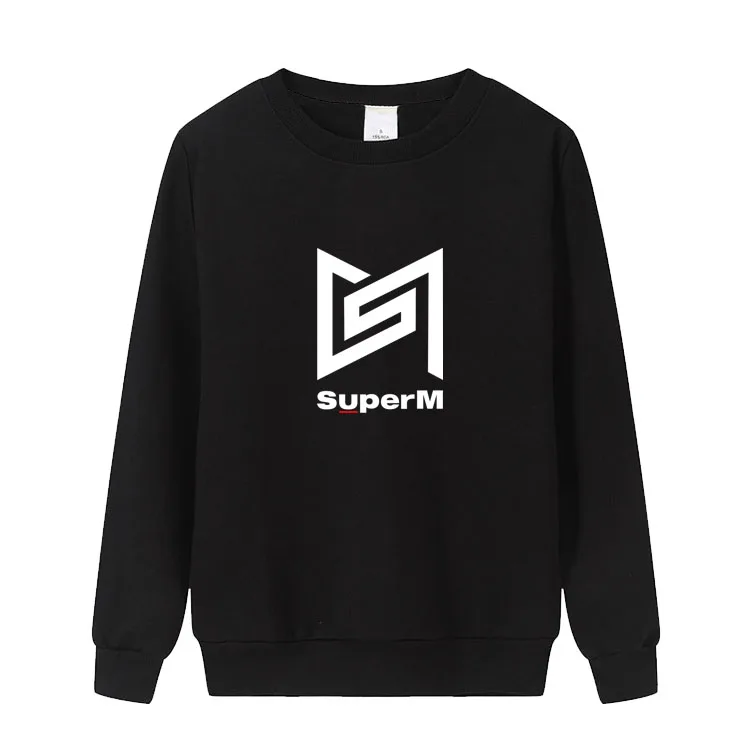 SuperM all member names printing o neck thin sweatshirt unisex kpop kai mark lucas pullover loose hoodies 3 colors | Женские