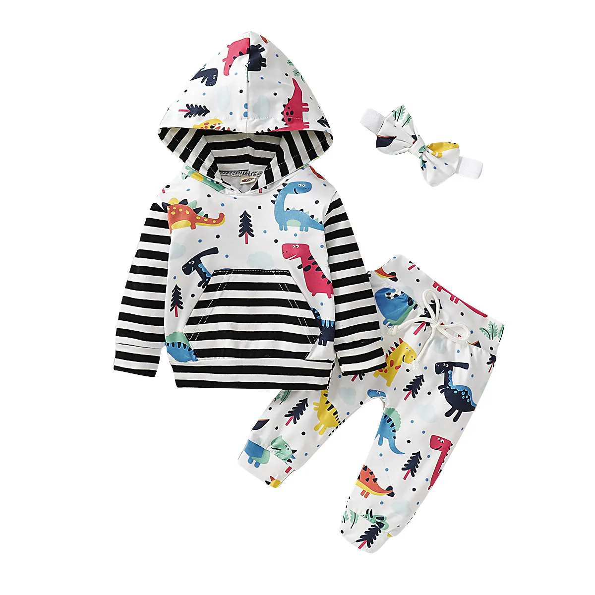 

Kids Sweatshirt Hoodies for Baby Girls Children's Sets Cartoon Hoodies+ Pants 3pcs Baby Boys Hoodies Outfit Stripe Sweatshirt