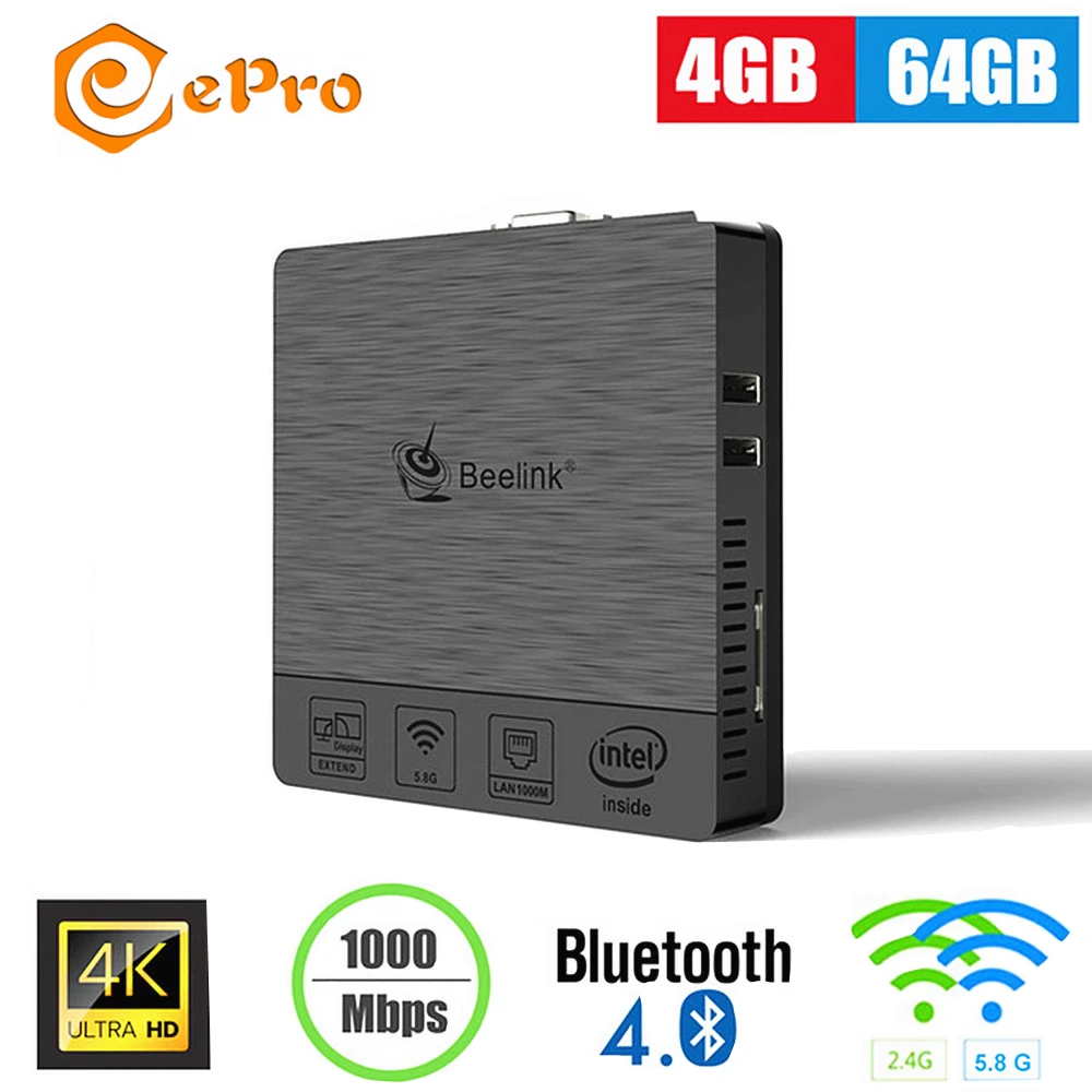 ТВ приставка BT3 Pro II 4 Гб 64 Intel Atom X5 Z8350 HD Graphics 400 Beelink MINI PC Win 10 BT 0 1000 Мбит/с|Мини ПК| |