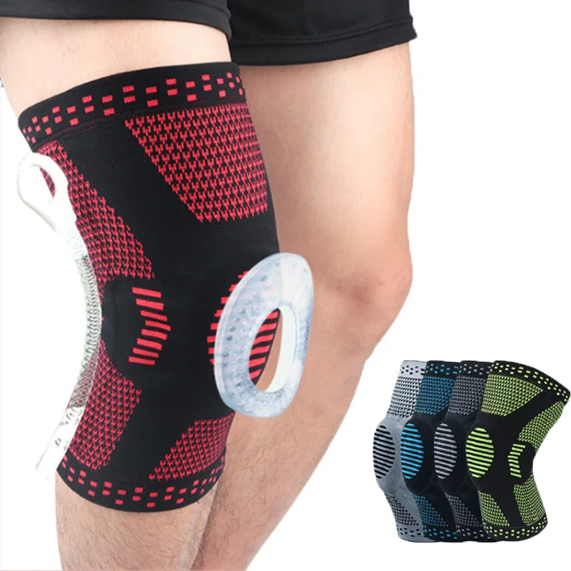 

1pcs Sports kneepad spring support silica gel pad protection patella protector silica gel non slip thermal fabric