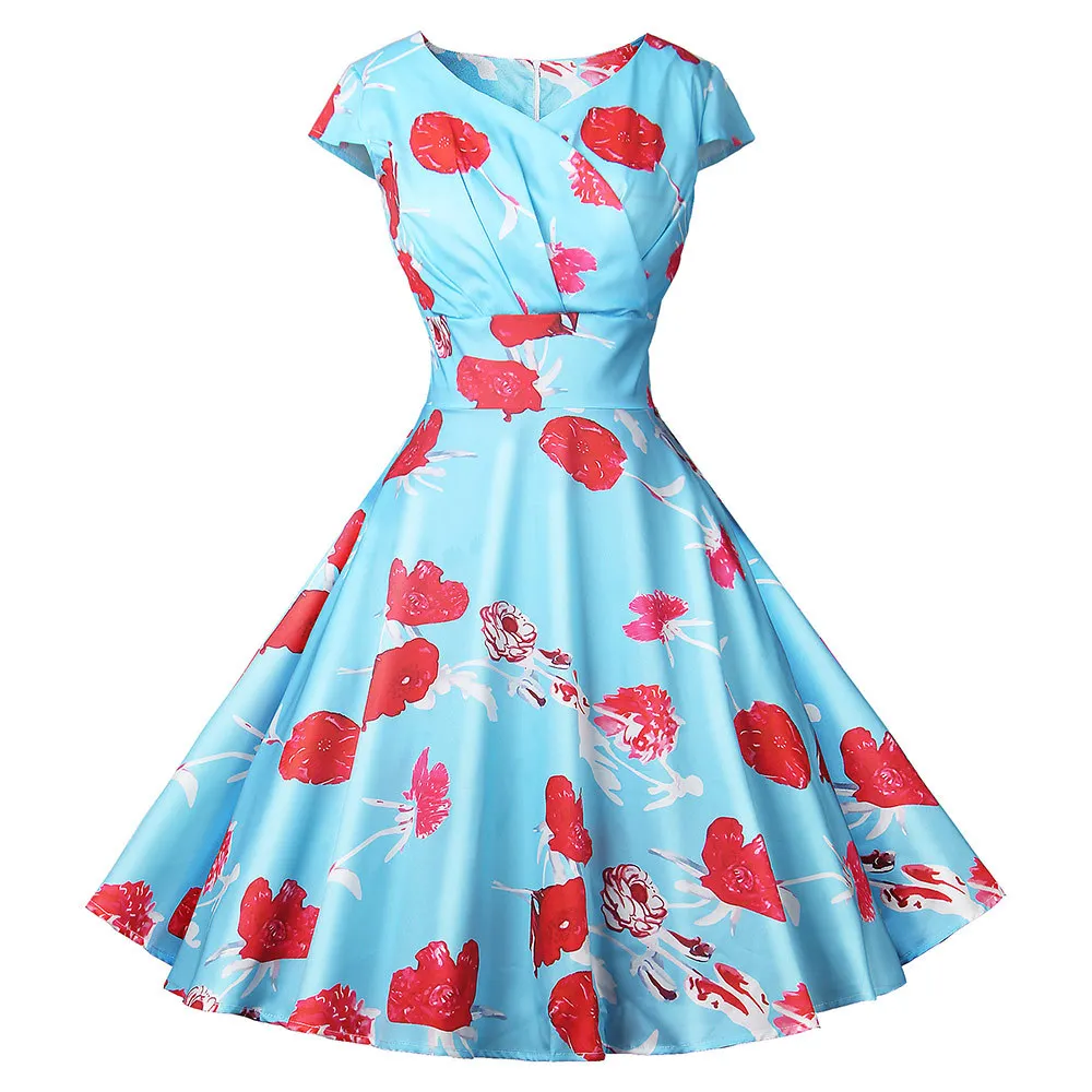 

Women's Hepburn Print Dress Cocktail Party Dress
