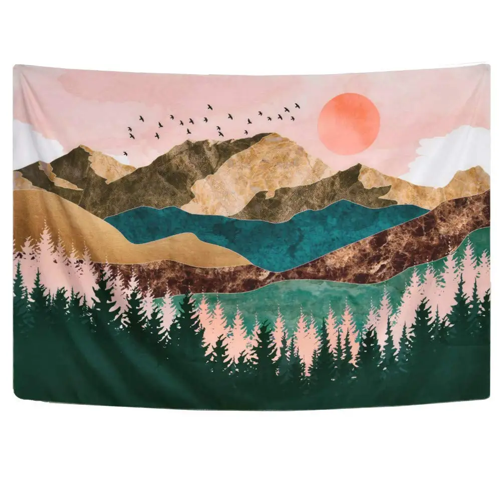 В богемном стиле Mountain Защита от солнца принт гобелен Хиппи Мандала стене висит