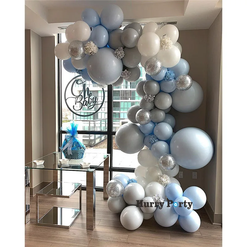 130 шт./компл. синий серый Макарон воздушные шары гирлянда арки синего и