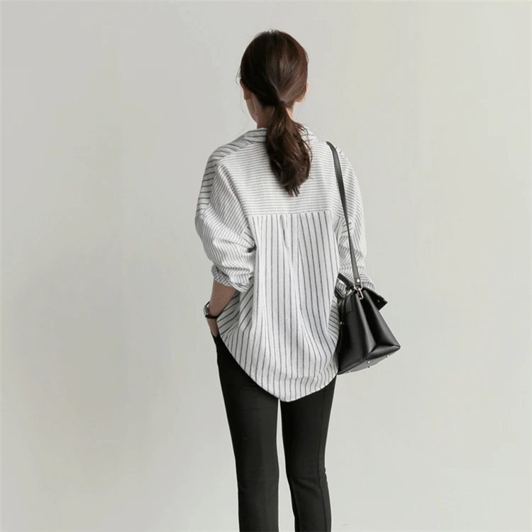Новинка 2021 женская блузка на осень и весну Повседневная модная полосатая рубашка