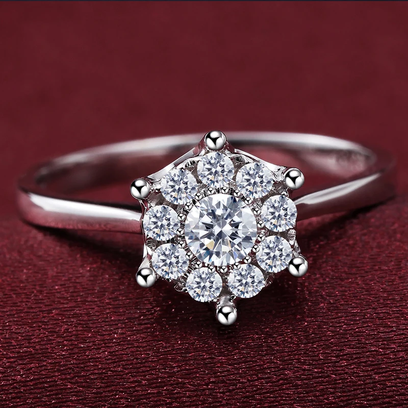 925 sterling silver Retro daisy flower head diamond ring female carat refers custom 18K white gold luxury wedding | Украшения и