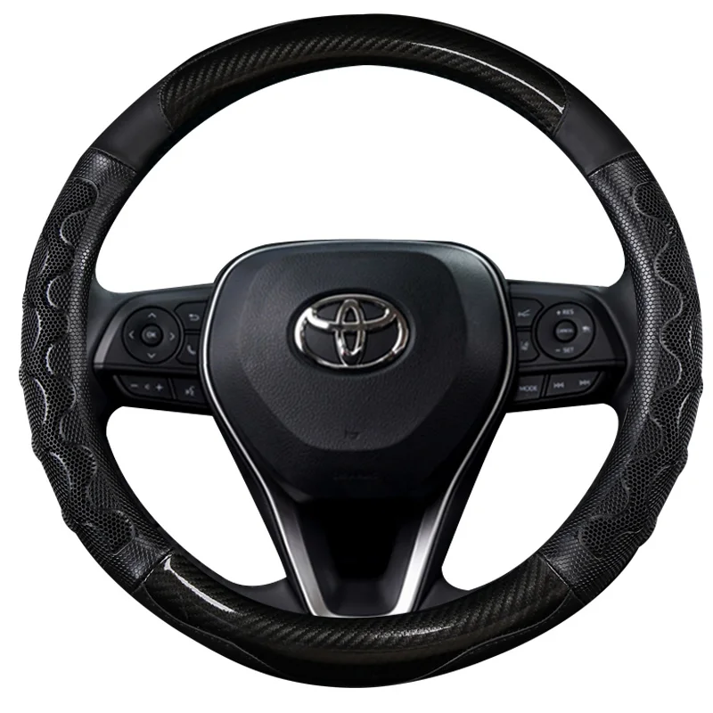 

38CM PU Leather Steering Wheel Cover for Toyota Corolla Fortuner Sequoia Auris Avensis YARIS Vios Celica 86 Auto Accessories