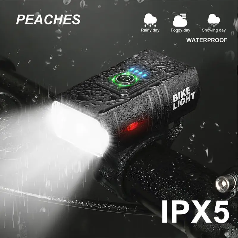 

1200mAh Bike Light Set USB Rechargeable 400 Lumen Bike Headlight T6 LED Super Bright Flashlight Front Light Back Rear Light