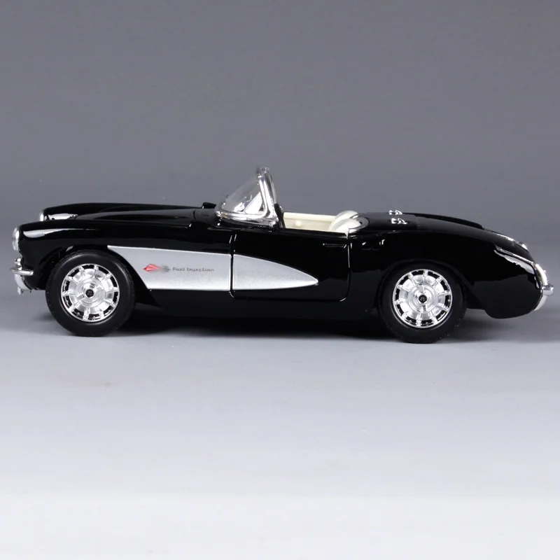 Черный 1957 Chvrolet Корвет 1:24 весы брелок для автомобильных ключей модель игрушечные