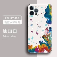 ultra thin watercolor liquid silicone phone case for iphone 12 mini 11 pro max xs max xr x se 8 7 plus camera protection cover