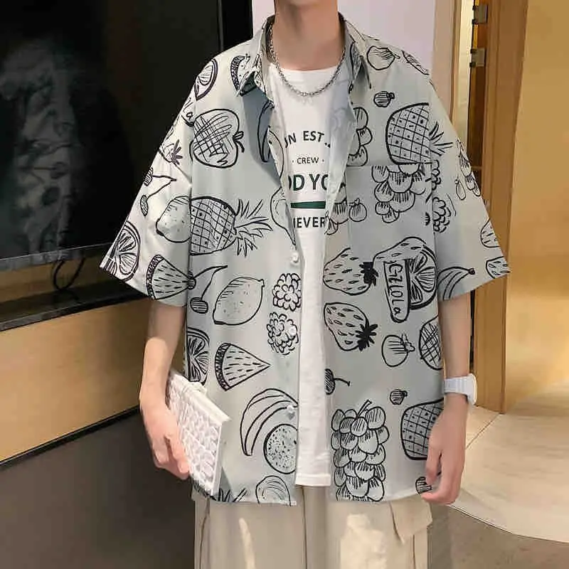 Men's Shirts Casual vantage summer Button up Wild Shirts Printed Short-sleeve Blouses Tops