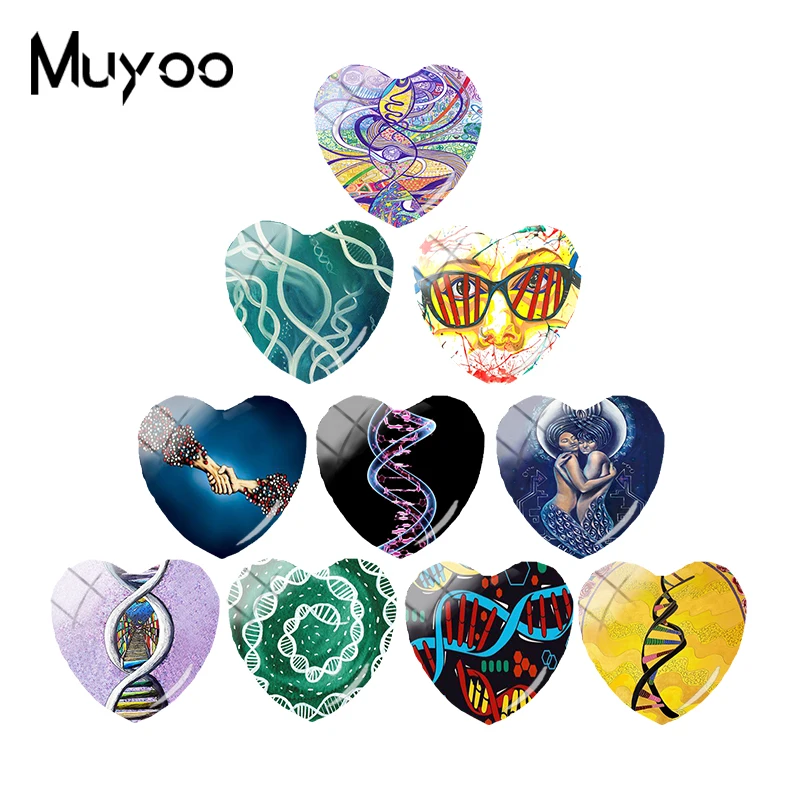 

Новинка 2019, концептуальный стеклянный кабошон с молекулой ДНК, художественные стеклянные кабошоны ручной работы, фото, подарки