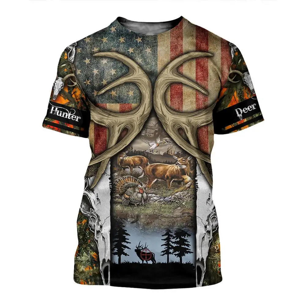

Animal Fishing/deer Hunting Camo 3D Printed Men for women t shirt Harajuku summer Short sleeve shirt Casual T-shirt top style-3