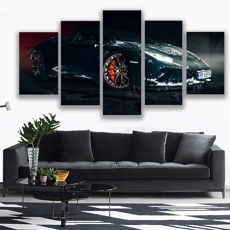 

HD Lamborghini Huracan Black Supercar Car 5 Pcs Poster Modern Art Canvas Painting Living Room Bedroom Home Decoration