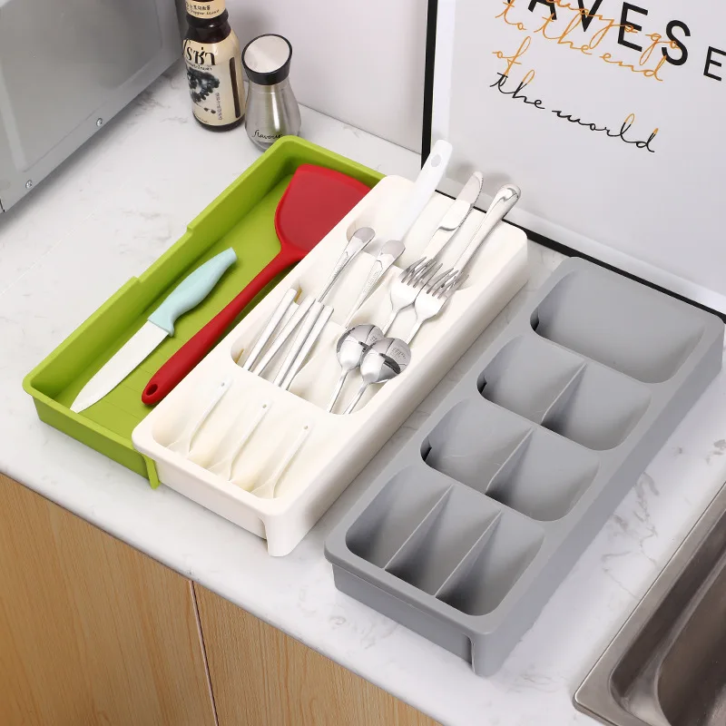 

Retractable Kitchen Tableware Storage Tray Drawer Organizer Knife Spoon Fork Storage Trays Pantry Organizer kitchen items