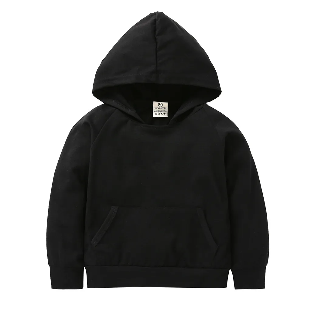 Однотонный пуловер с капюшоном и длинными рукавами для маленьких мальчиков топы