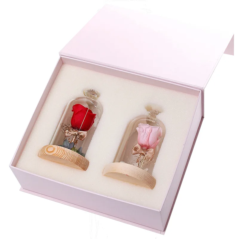 

Everlasting Flower Gift Box Glass Cover Christmas Valentine's Day Gift Creative Novelty Rose Preserved Flowers