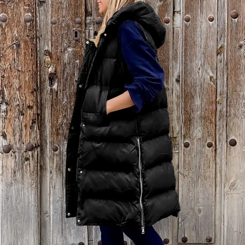 Great Women Jacket Solid Color Casual Hooded Sleeveless Warm Women Jacket  Women Down Coat    Winter Down Coat