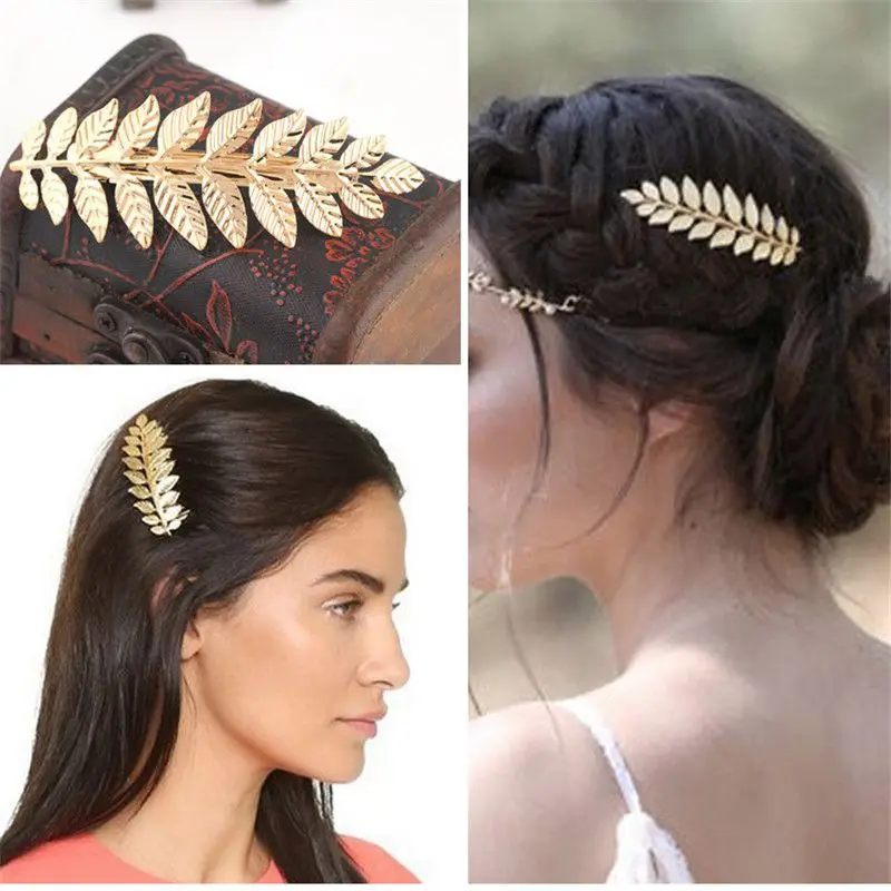 

Comb Slides - Gold or Silver Roman Leaf Hair Beautiful Bridal Wedding Party