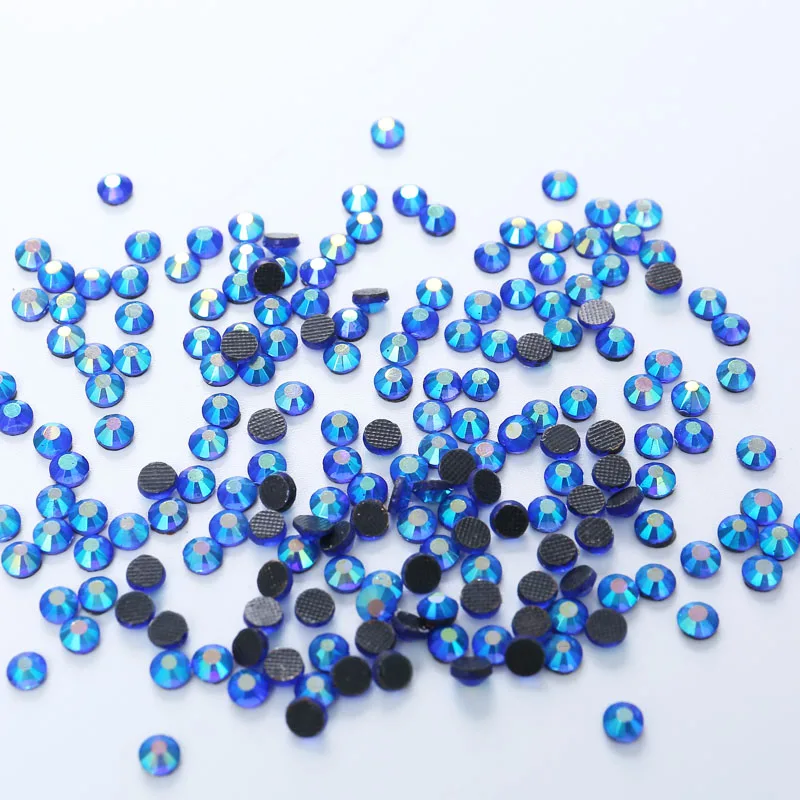 Сверкающий Сапфир АВ DMC Горячая фиксация Стразы ровная спинка стеклянные