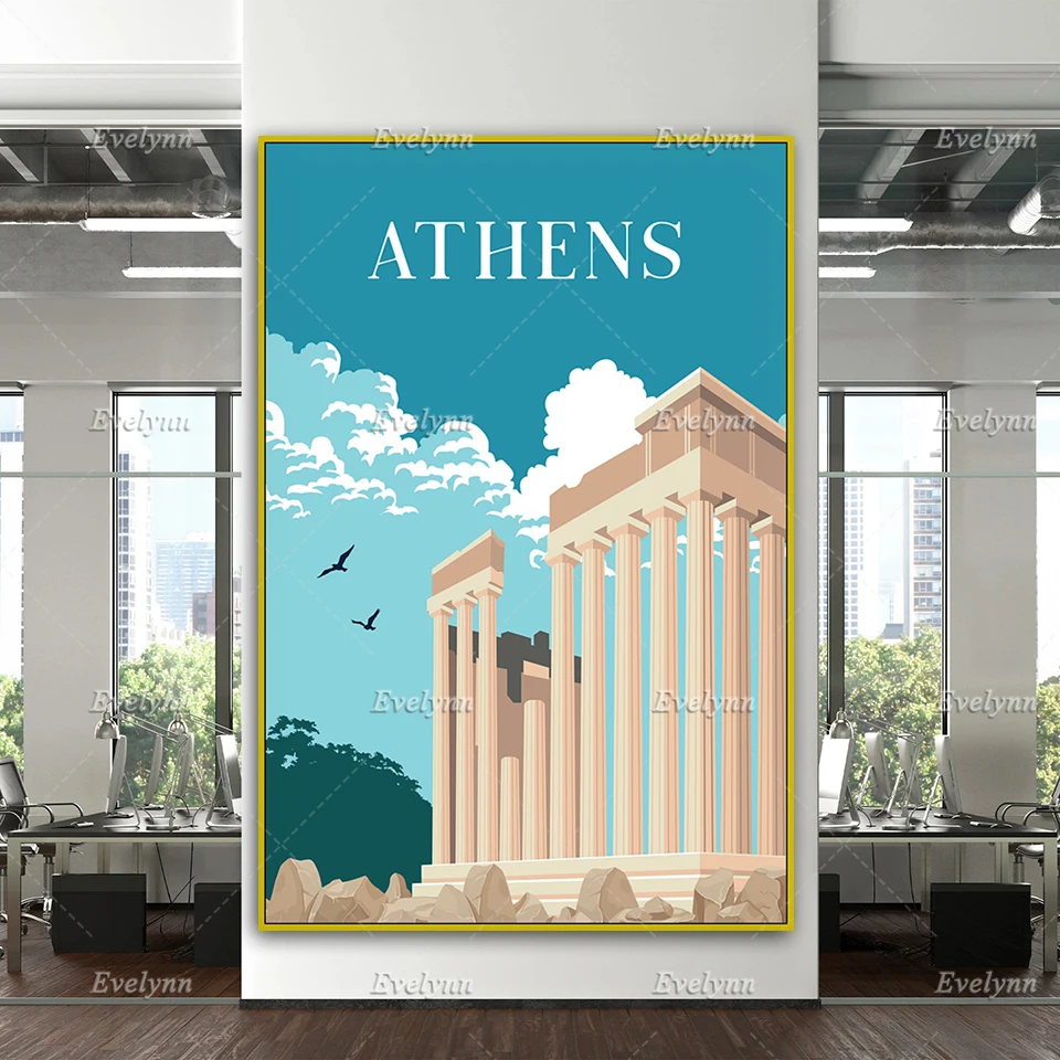 

Athens Travel Poster, Retro Athens Print, Athens Wall Art, Greece Poster, Greece Print Home Decor Canvas Unique Gift