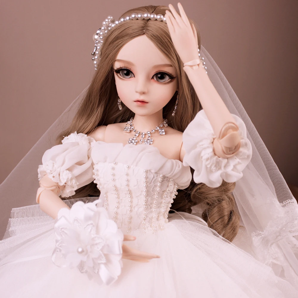 EVA BJD 1/3 невесты кукла ручной работы макияж 24 дюйма 60 см белое платье + стеклянные
