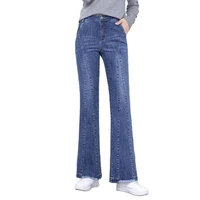 yuey new pattern women full length fashion flared jeans for autumn winter stretch soft slimming denim jeans s to 6xl