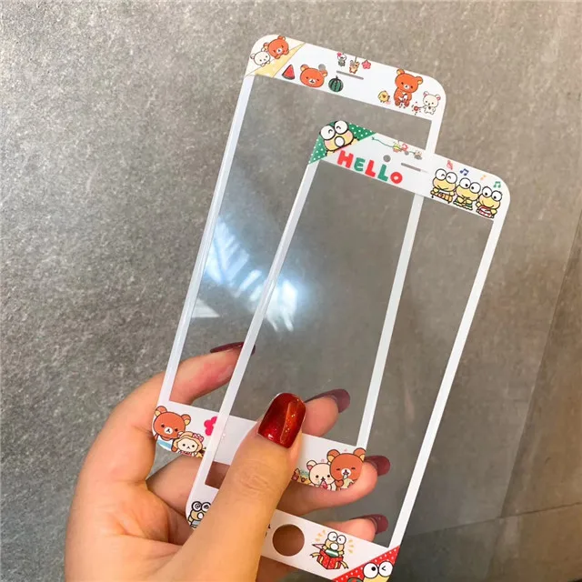 Защита экрана с мультяшным рисунком для iphone 6 6s 7 8 Plus закаленное стекло 3D 9H полным
