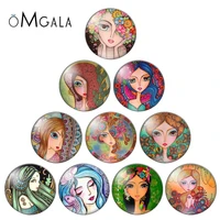 fashion colorful painting flower girls 810mm12mm18mm20mm25mm round photo glass cabochon demo flat back making findings