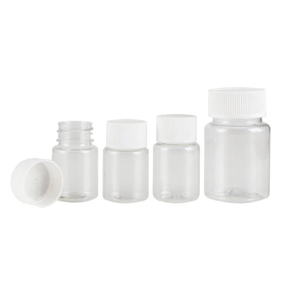 

50pcs 15/20/30/60ml Transparent Plastic PET Refillable Seal Bottles Vials Reagent Storage Container Plastic Screw Cap