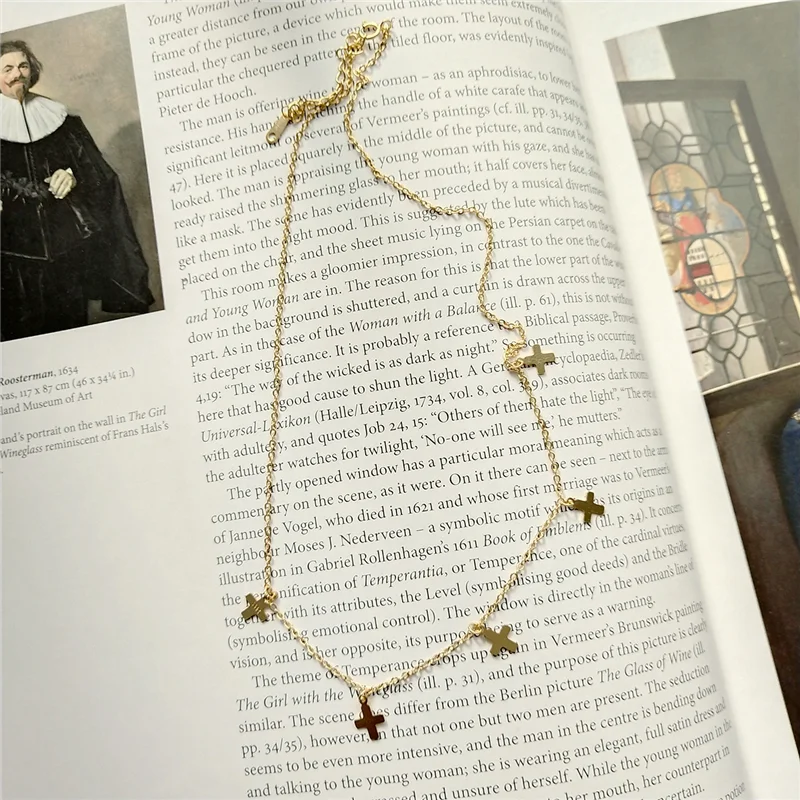 Женский минималистичный кулон в виде креста WANTME колье чокер из настоящего