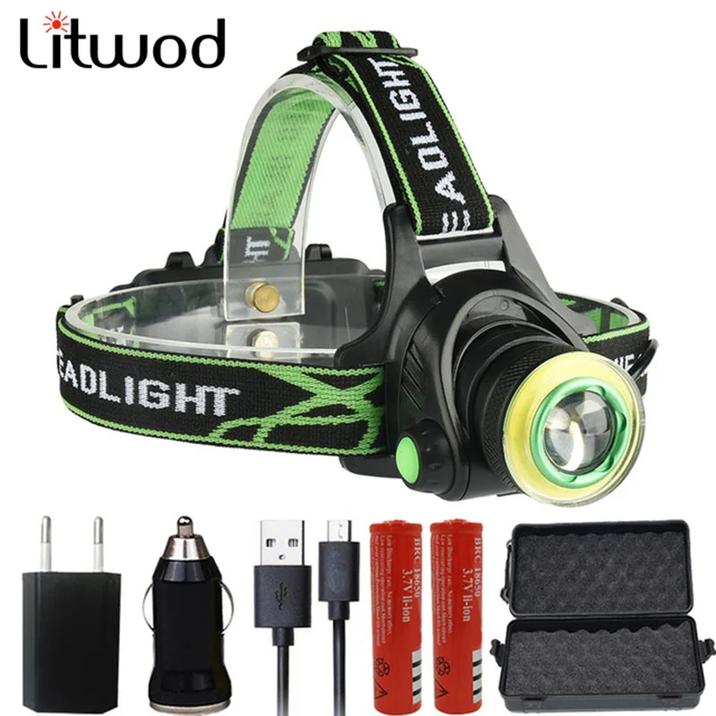 Налобный фонарь Z20Litwod 403 CREE T6 COB 10000LM светодиодный зарядное устройство Micro USB