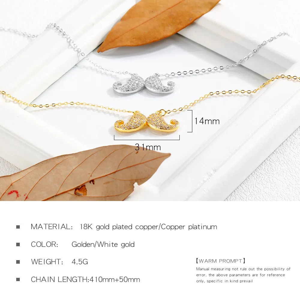 

European Fashion Gold-plated Copper Pendant, Personality And Creativity Inlaid Zircon Beard Necklace, Trendy All-match Jewelry
