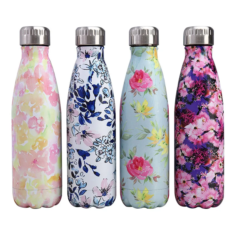 Цветочный термос с логотипом на заказ бутылка для воды из нержавеющей стали BPA