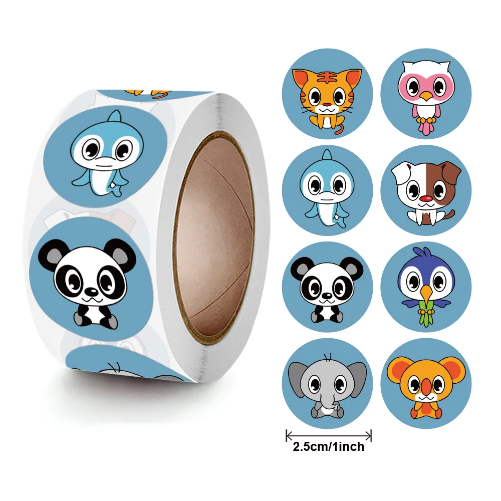 

100-500pcs Animal Sticker Reward Sticker for Kids 1 inch Round Cartoon Sealing Labels for Teacher Supplies Encourage Cute Label