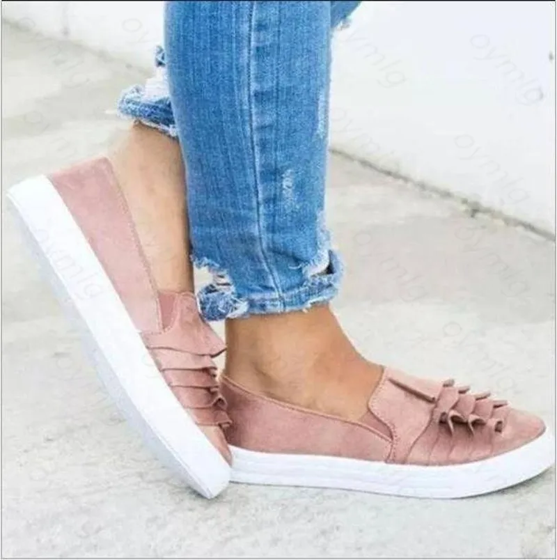 

Vintage Women Platform Shoes Ruffle Round Toe Flat Heel Flock Girls Casual shoes Slip zapatos mujer