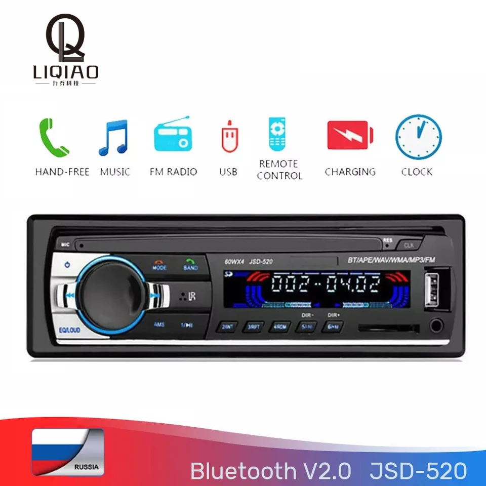 

LIQIAO 1Din Car MP3 Player Bluetooth 2.0 Car U Disk Card Radio FM Music USB Digital Audio Stereo Multimedia Player 12V Hand-Free