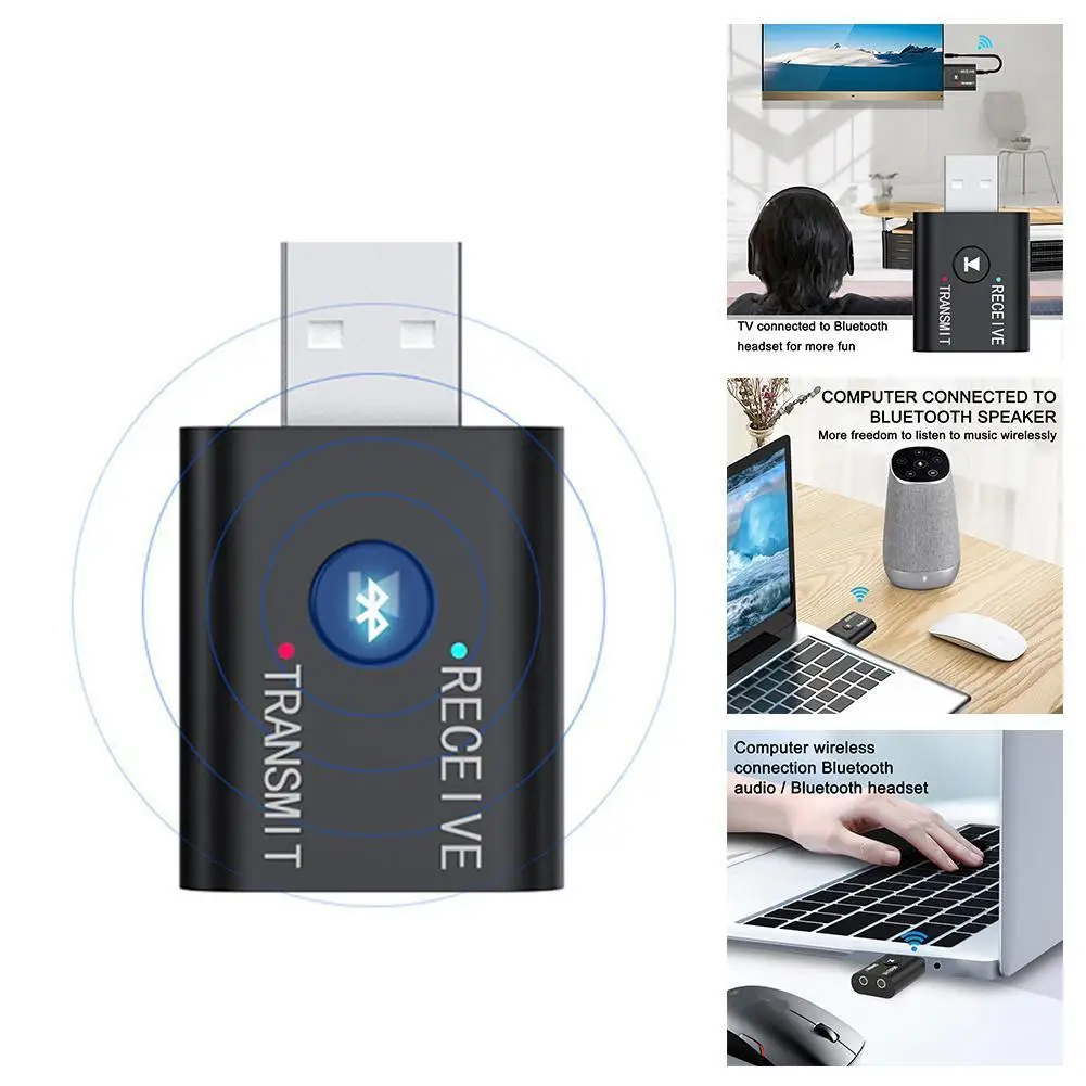 Беспроводной адаптер USB Bluetooth 5 0 передатчик приемник музыкальная вилка ТВ динамик