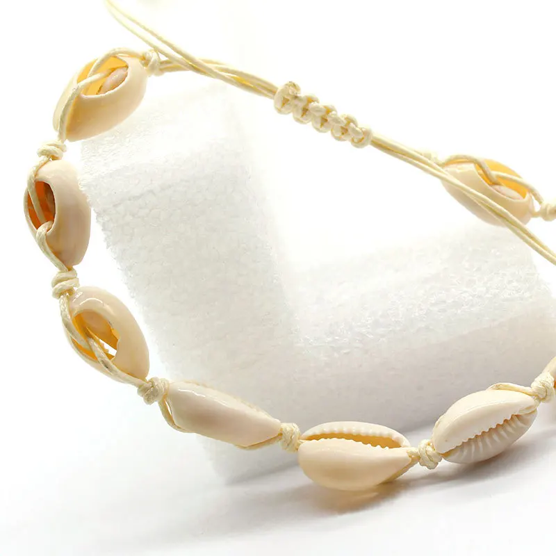 Женский браслет на ногу из натуральной ракушки креативный Пляжная цепочка с