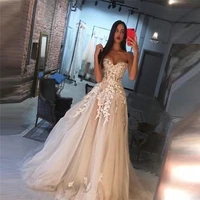 sexy sweetheart lace appliques wedding dresses natural waistline tulle lace up corset bridal gowns formal spring vestidos 2020