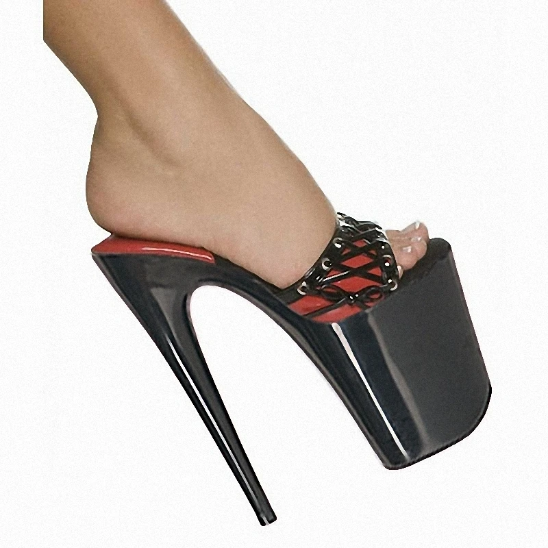 Summer New Style Mixed Colors Thick Platform Women's Trend Paint 20CM Sexy Fetish Props 8 Inches High Slippers Heeled Shoes Show