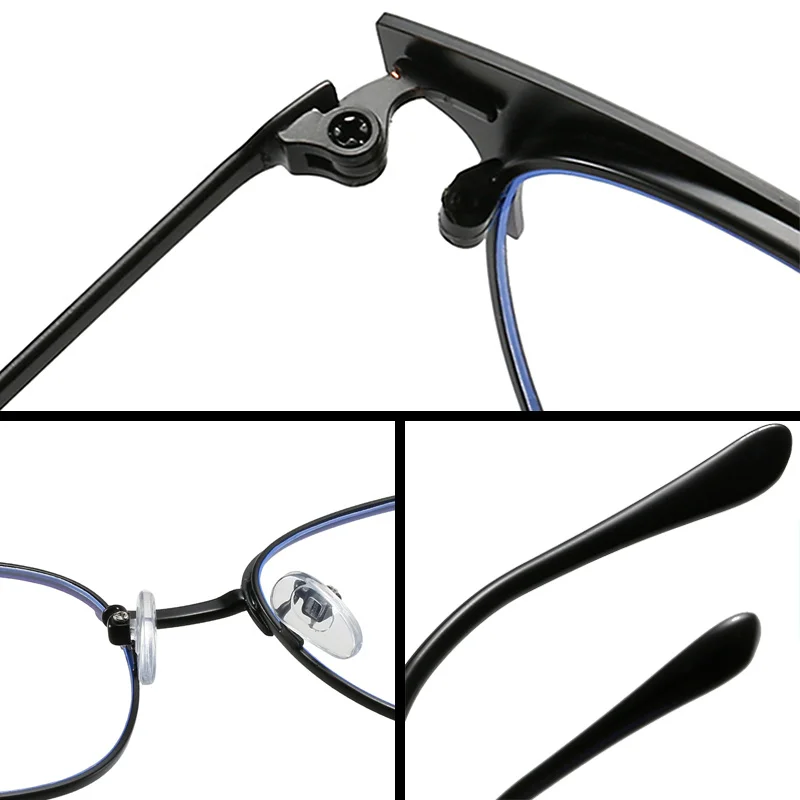 Metal Photochromic Anti Blue Light Glasses Men Transparent Computer Gaming Glasses Vintage Optical Eyeglasses Frames Spectacle images - 6