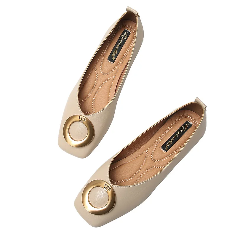 Балетки женские плоская подошва без застежки лоферы Мокасины брендовые кожаные