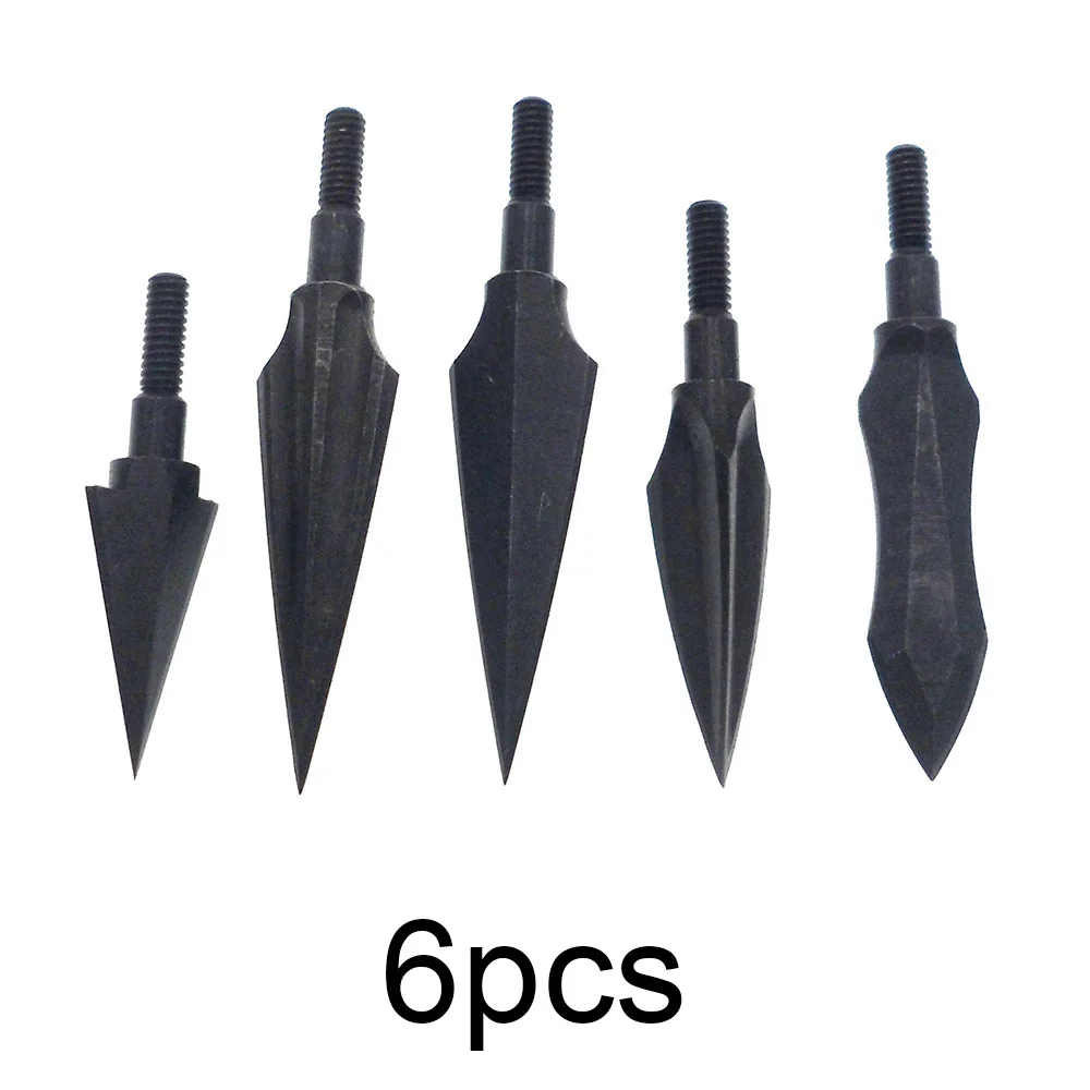 6 шт. черные ивы Broadheads стрельба из лука углеродный стальной наконечник стрелы наконечники для изогнутого блочного Лука арбалета